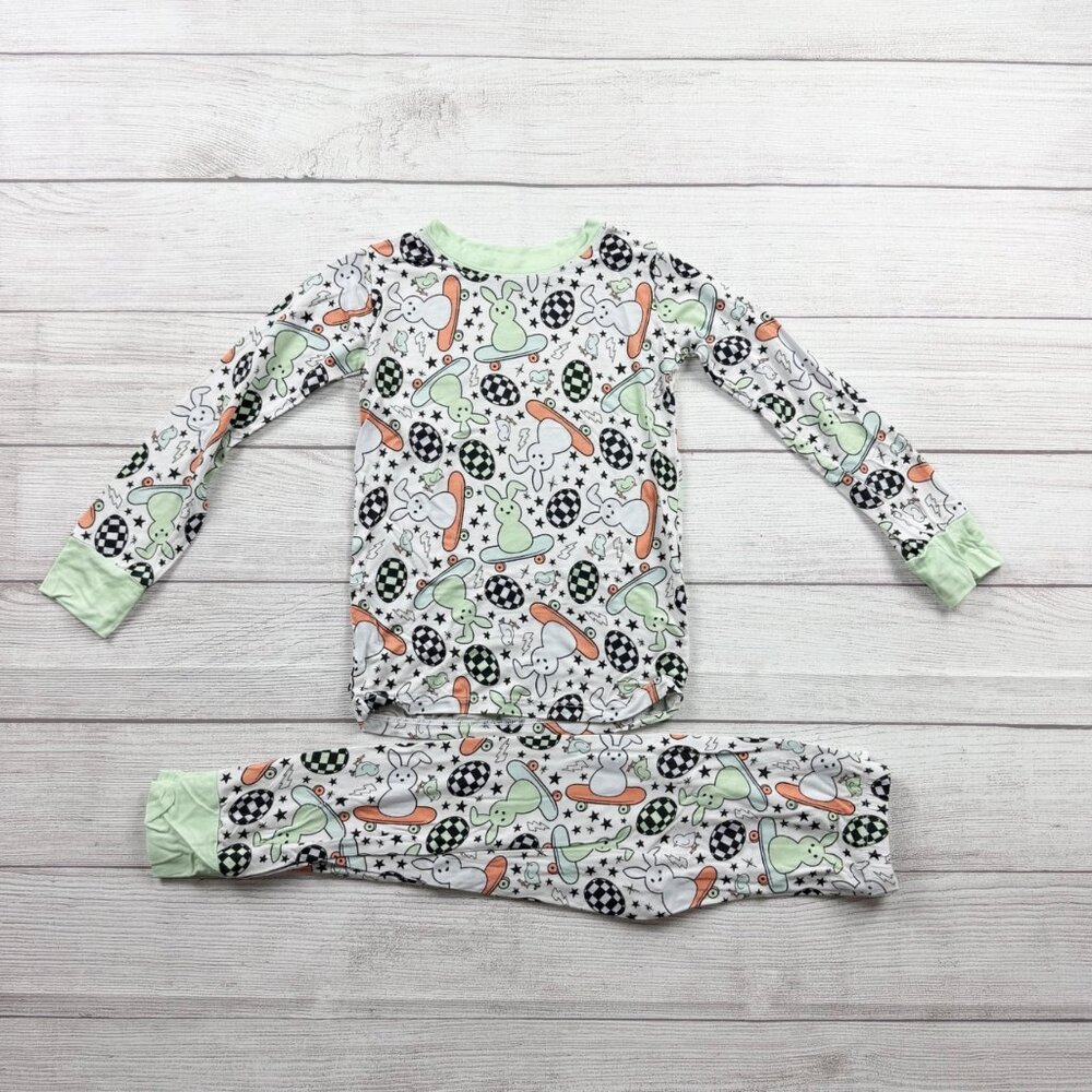 In My Jammers Pajama Set Bamboo Viscose Bunny Easter Egg Print 2-Piece 5T